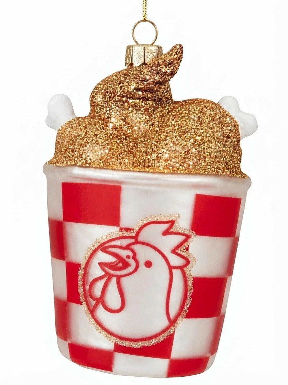 WonderShop Glass Fried Chicken Christmas Tree Ornament Red & White